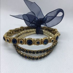 Navy blue and gold bracelet set